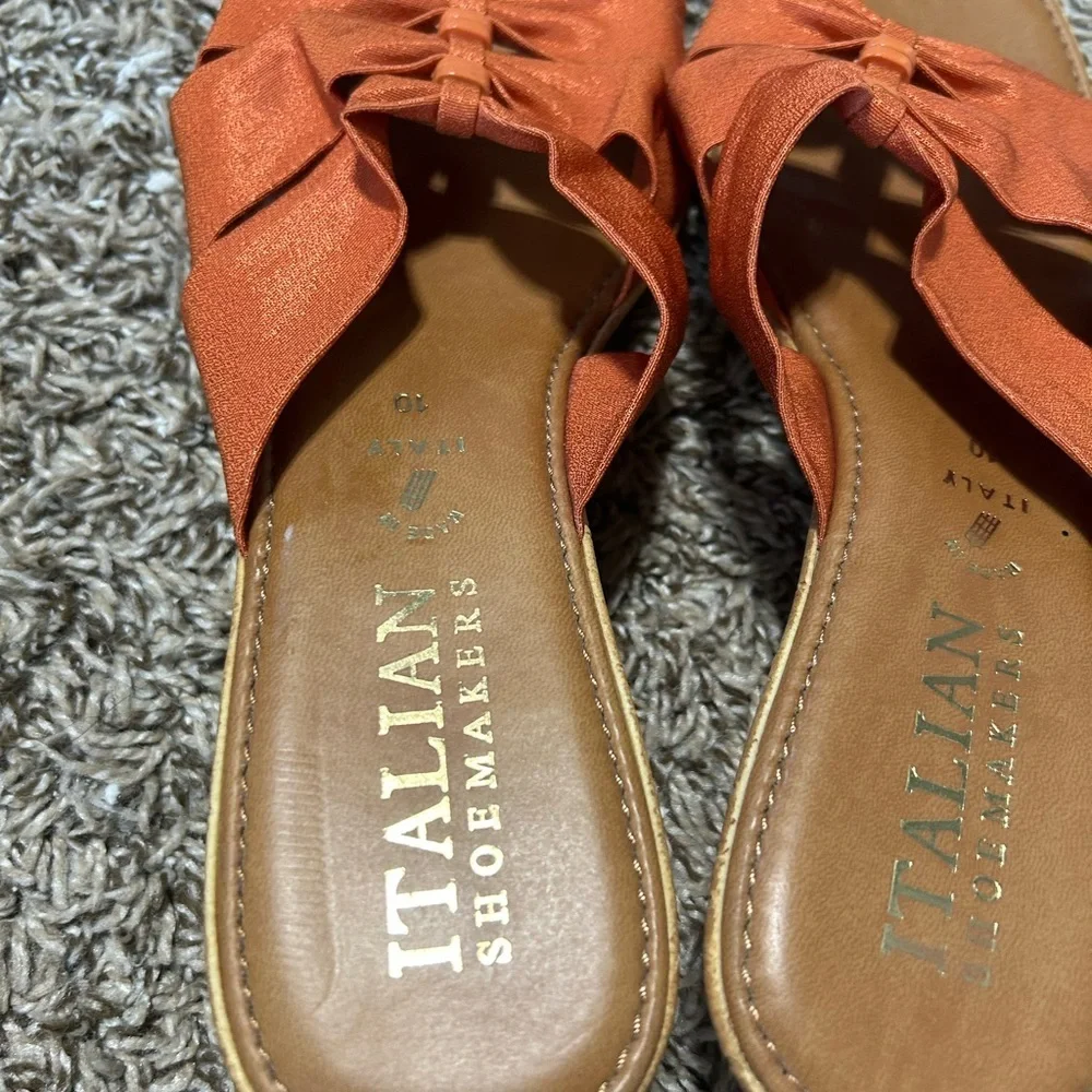 Italian Shoemakers Orange Brown Sandals with Knotted Design